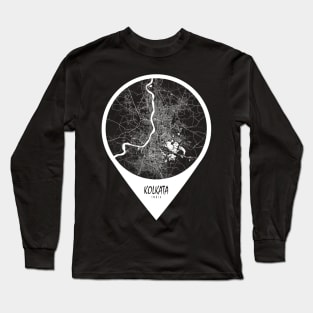 Kolkata, India City Map - Travel Pin Long Sleeve T-Shirt